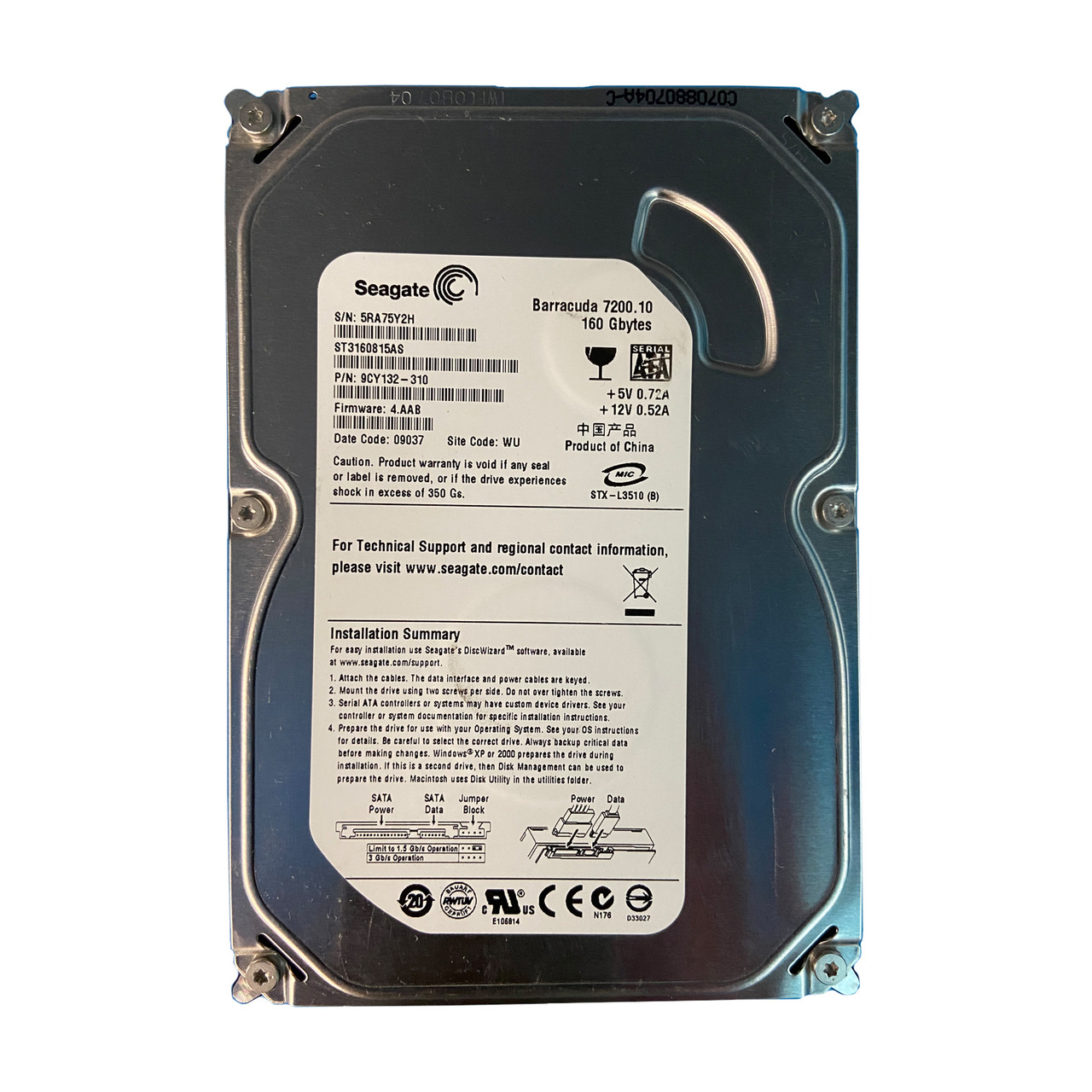 Seagate ST3160815AS 160GB 7.2K 3G SATA 3.5" HDD