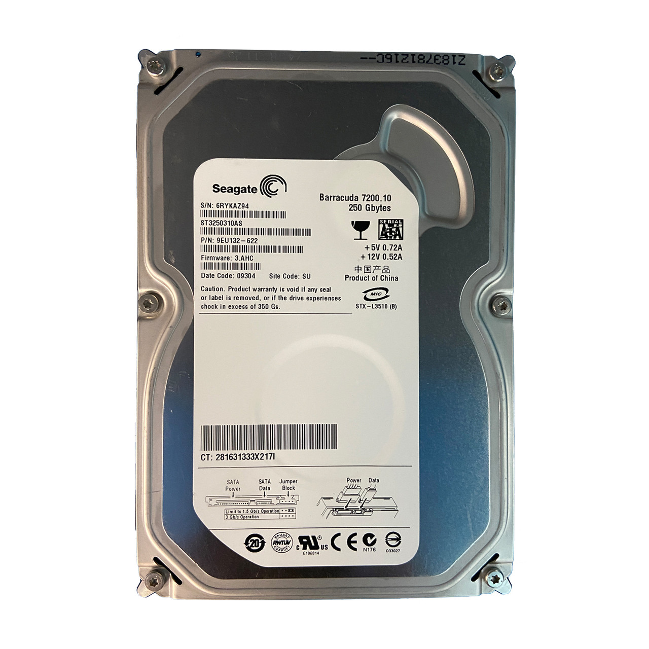 Seagate ST3250310AS 250GB 7.2K 3G SATA 3.5" HDD 