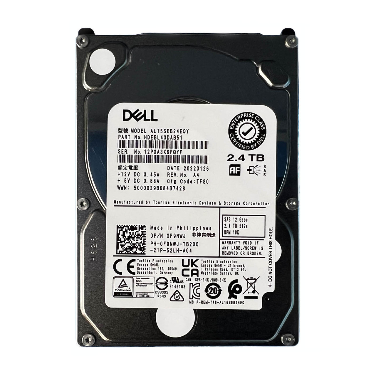 Dell F9NWJ | AL15SEB24EQY | HDEBL40DAB51 - Serverworlds