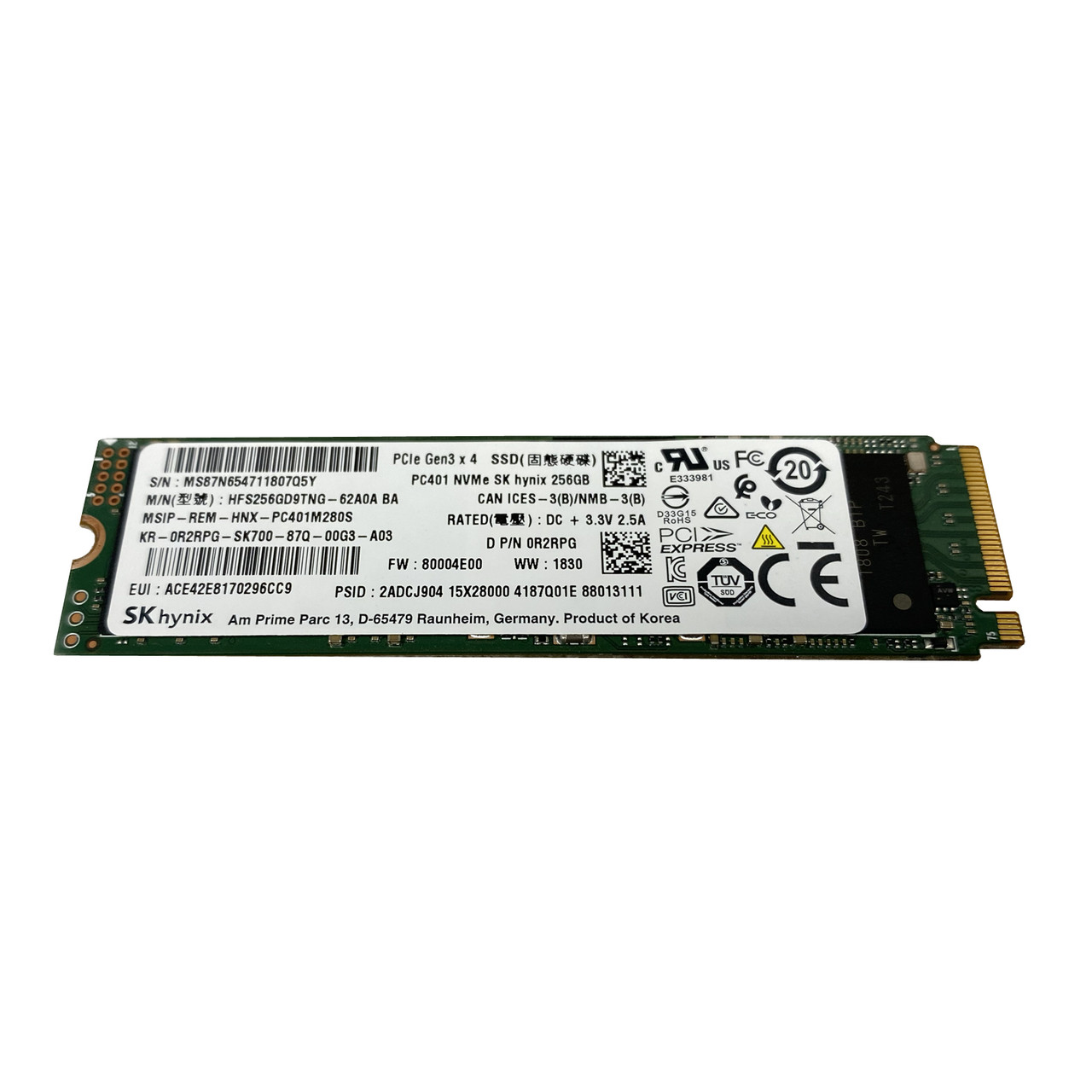 Dell 3YC83 256GB 6G M.2 NVMe SSD 03YC83, MZVLW256HEHP-000D1