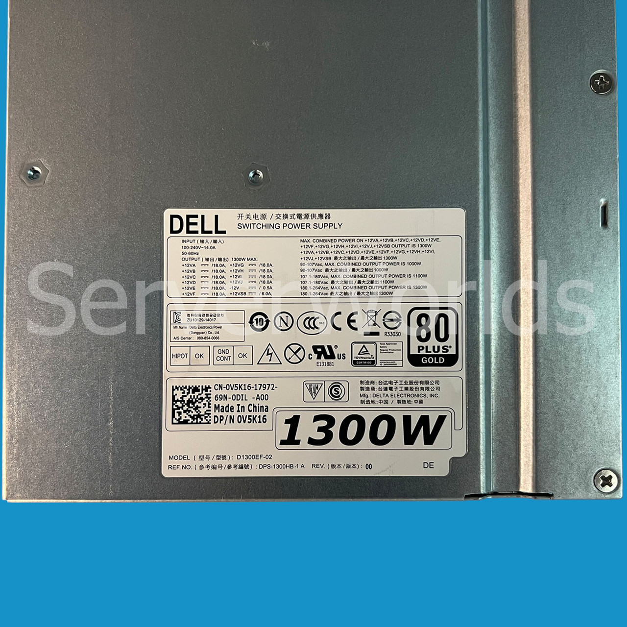 Dell V5K16 Precision T7910 1300W Power Supply D1300EF-02  DPS-1300HB-1 A