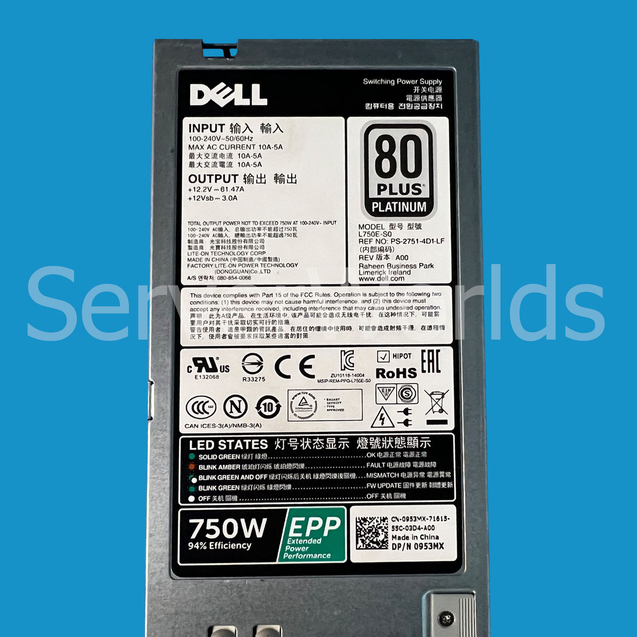 Dell 953MX Platinum 750W Power Supply L750E-S0 PS-2751-4D1-LF