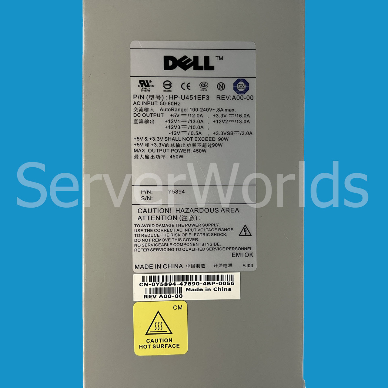 Dell Y5894 PowerEdge SC1425 Power Supply HP-U451EF3