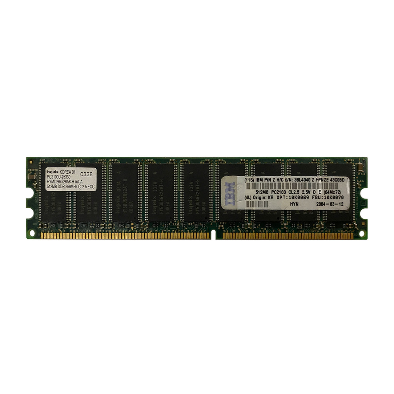 IBM 10K0070 512MB PC-2100 DDR Memory Module 10K0069
