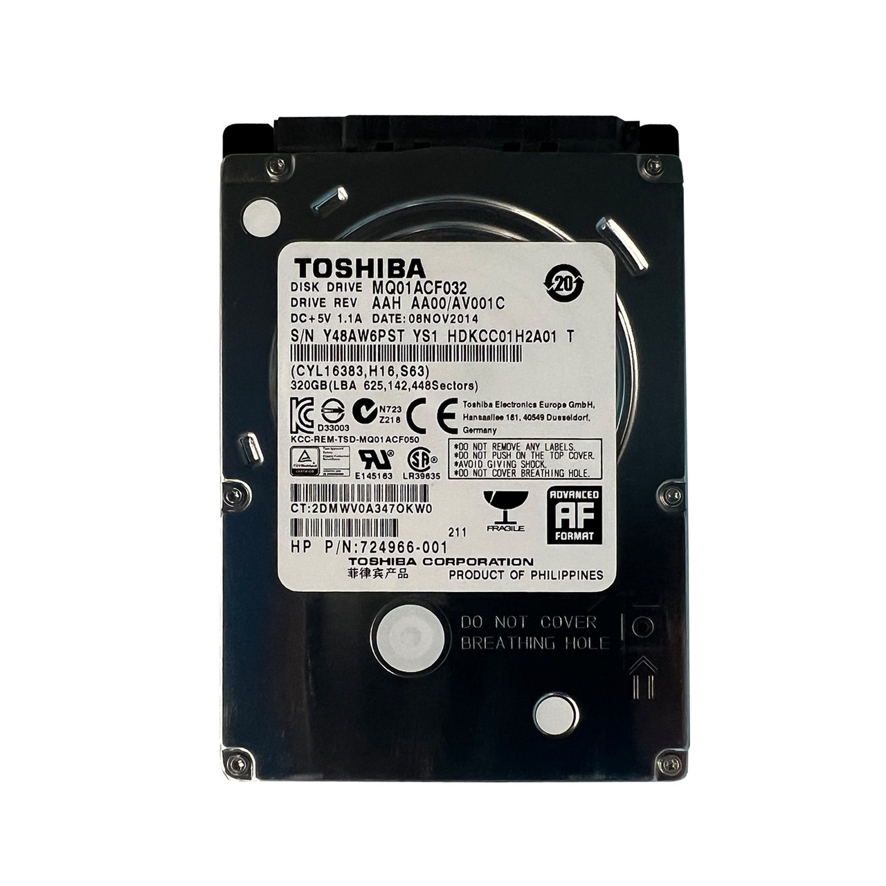 HP 724966-001 320GB SATA 7.2K 2.5" Drive MQ01ACF032 HDKCC01H2A01