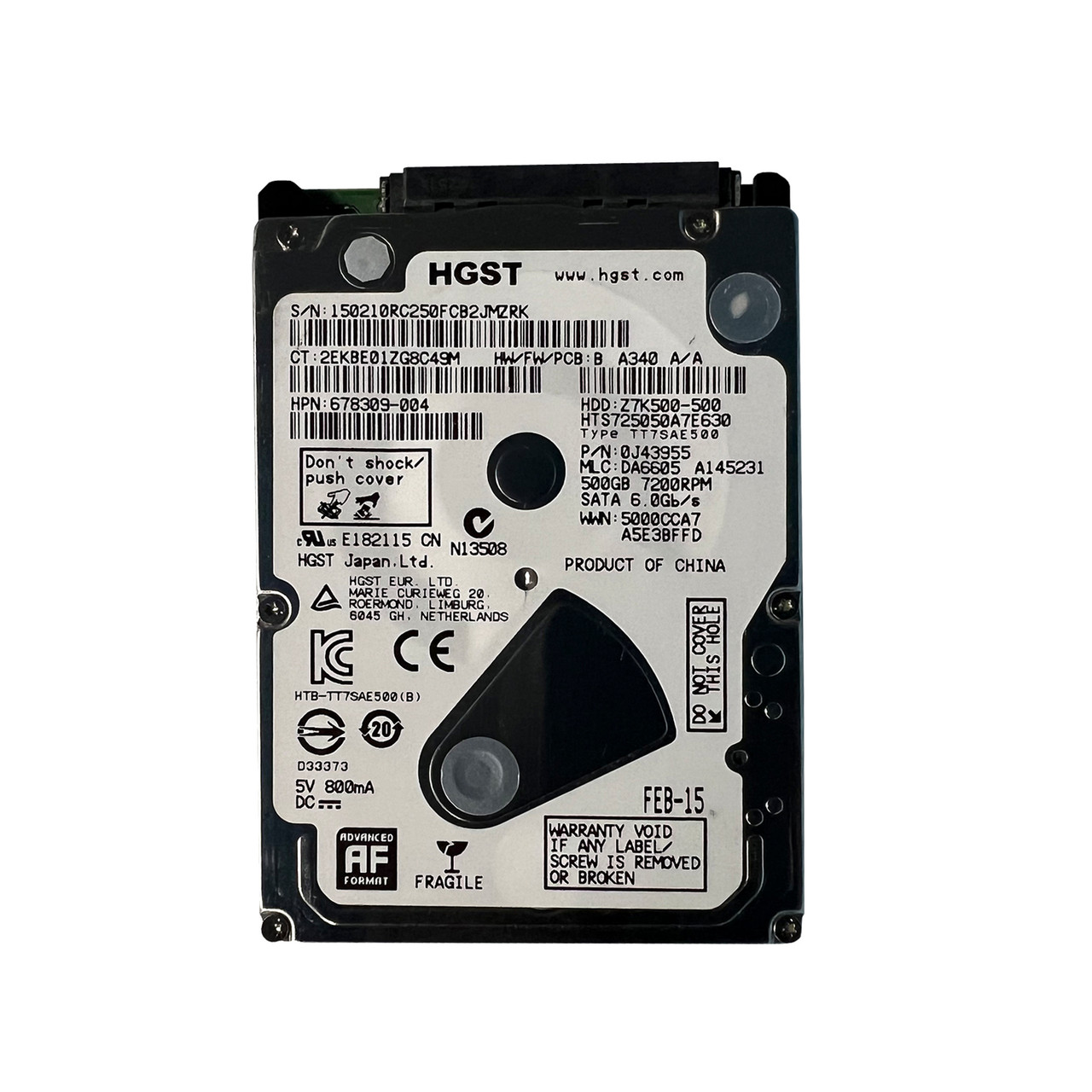HGST hts725050 a7e630 P / N : 0j32835 MLC : da5337 500 GB中国