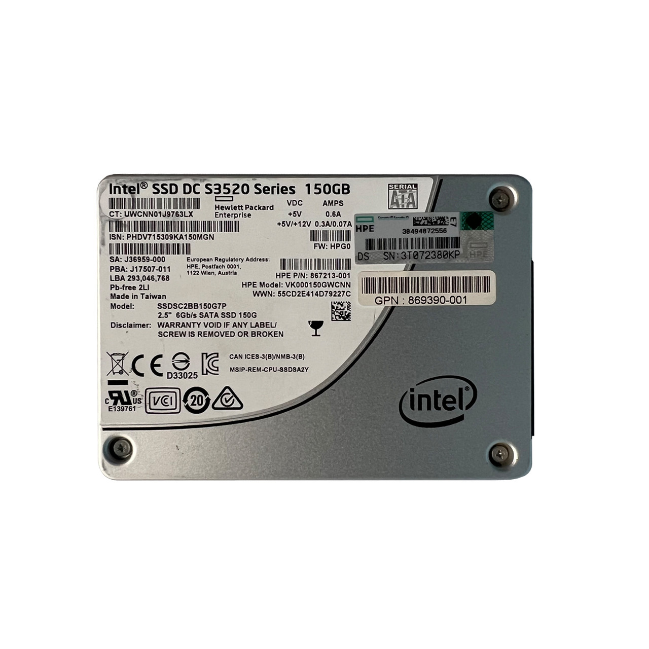 HP 867213-001 150GB SATA 2.5" SSD VK000150GWCNN