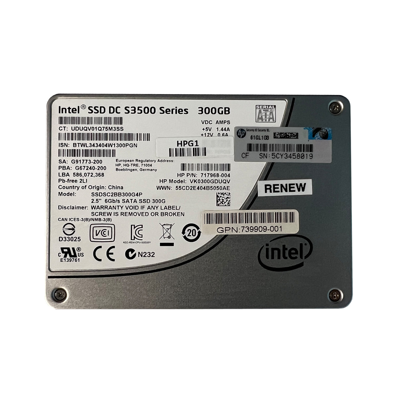 HP 717968-004 300GB SATA 6GBPS 2.5" SSD VK0300GDUQV