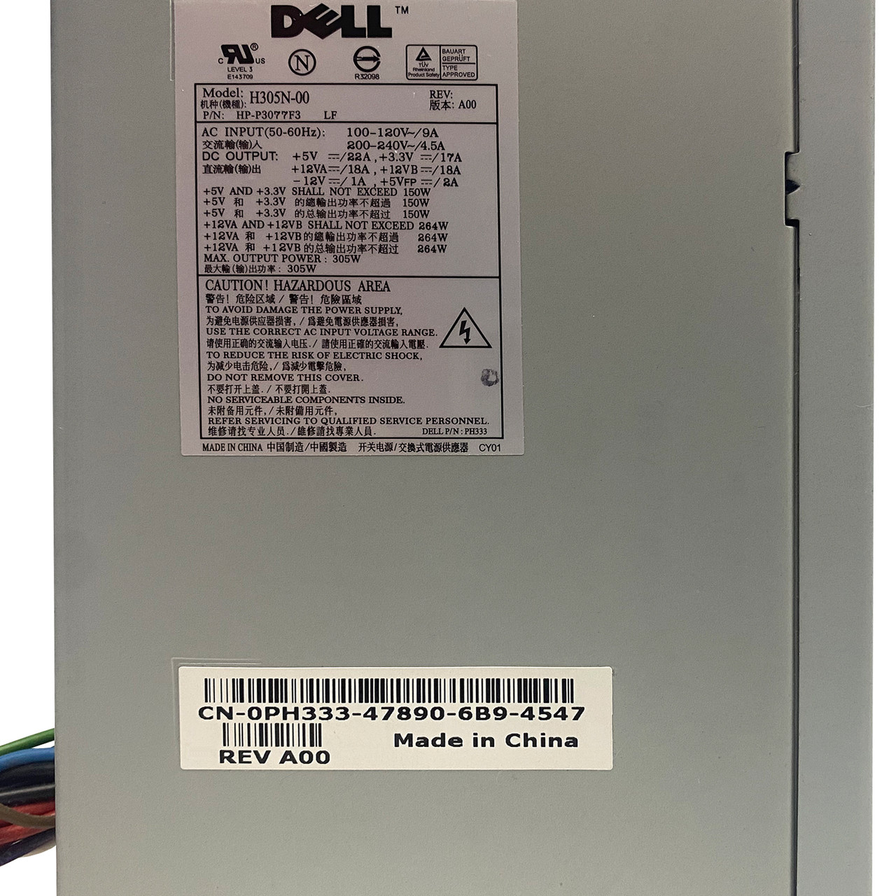 Dell PH333 Dimension E520 305W Power Supply H305N-00 HP-P3077F3