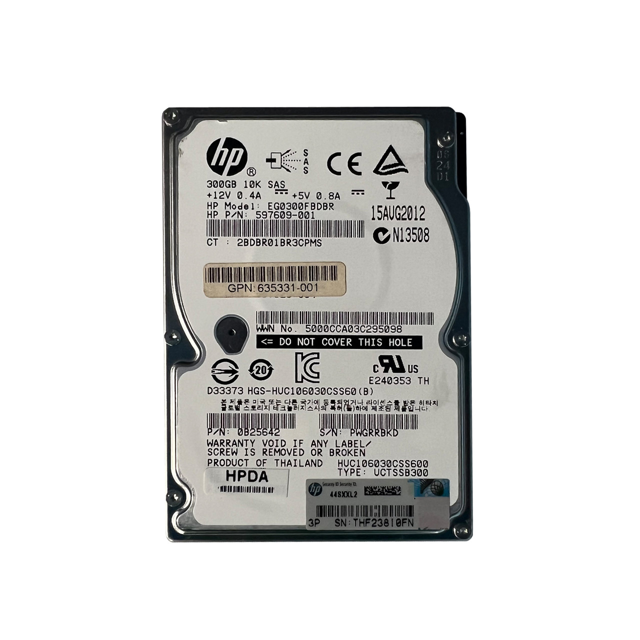 HP 597609-001 300GB SAS 10K 6GBPS 2.5" Hot Plug EG0300FBDBR