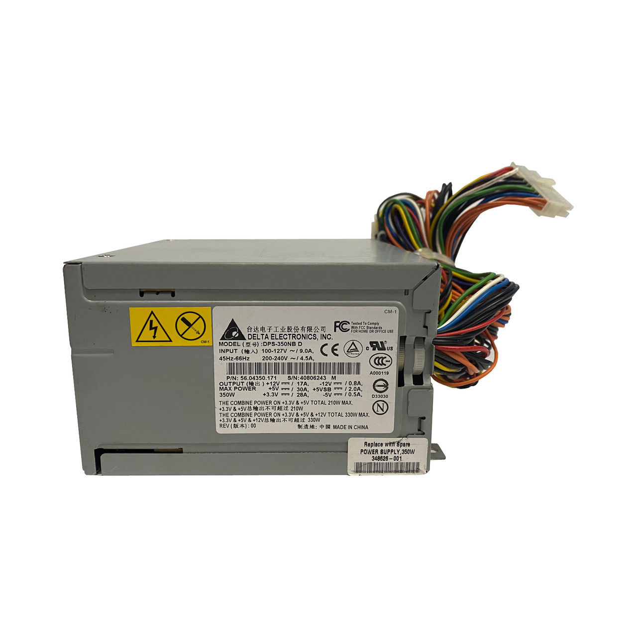 HP 348626-001 ML110 350W Power Supply DPS-350NB 56.04350.171