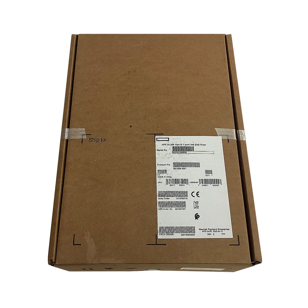 HPe 867806-B21 Slimline Riser Kit 1 Port 2 NVMe DL380 Gen10  - NEW