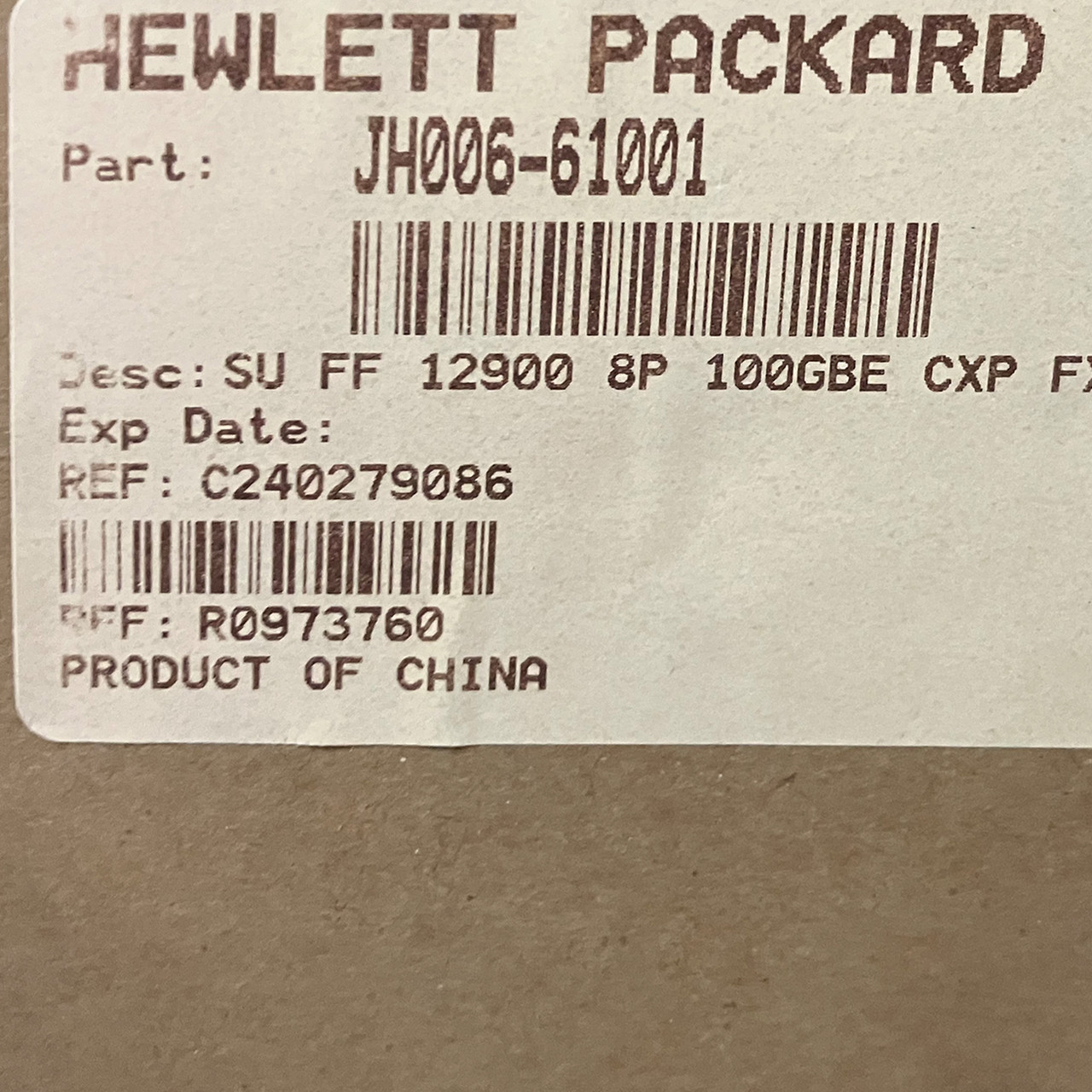 HPe JH006-61001 Flexfabric 8 Port 12900 100GBe CXP FX Module JH006A 