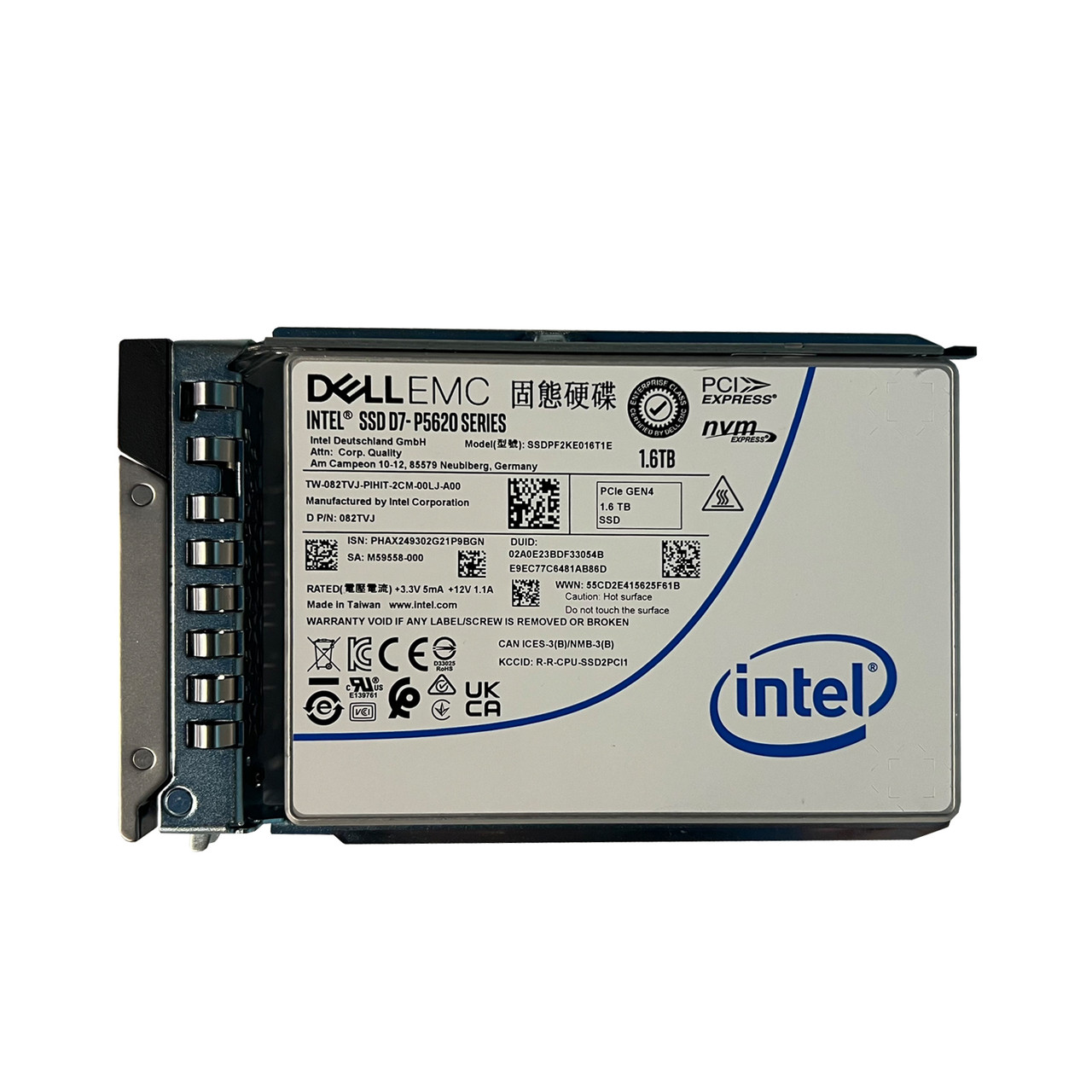 Dell 82TVJ 1.6TB PCIe Gen 4 Mix Use U.2 NVMe SSD SSDPF2KE016T1E