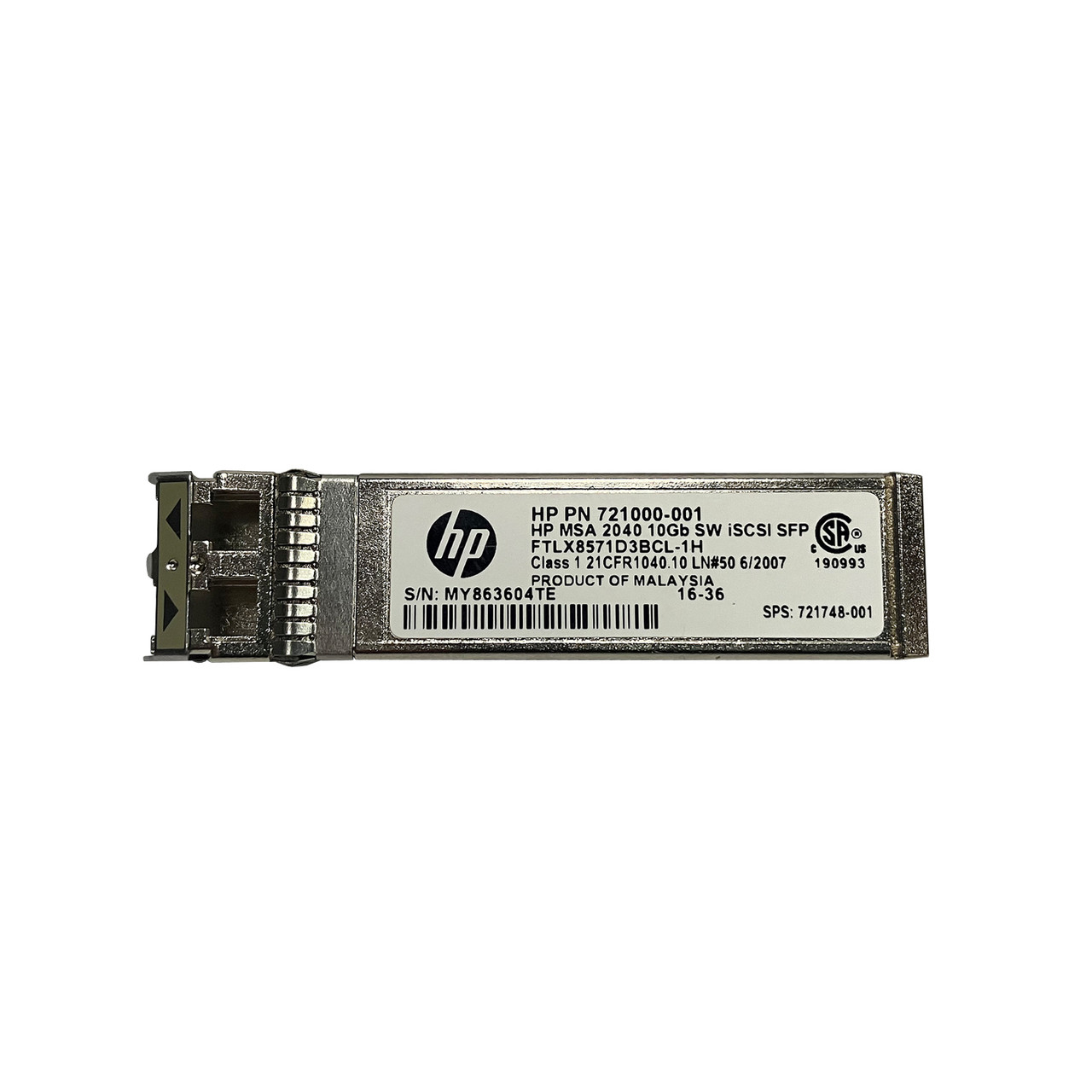 HP 721000-001  MSA 2040 10GB SW iSCSI SFP+ Transceiver  FTLX8571D3BCL-1M