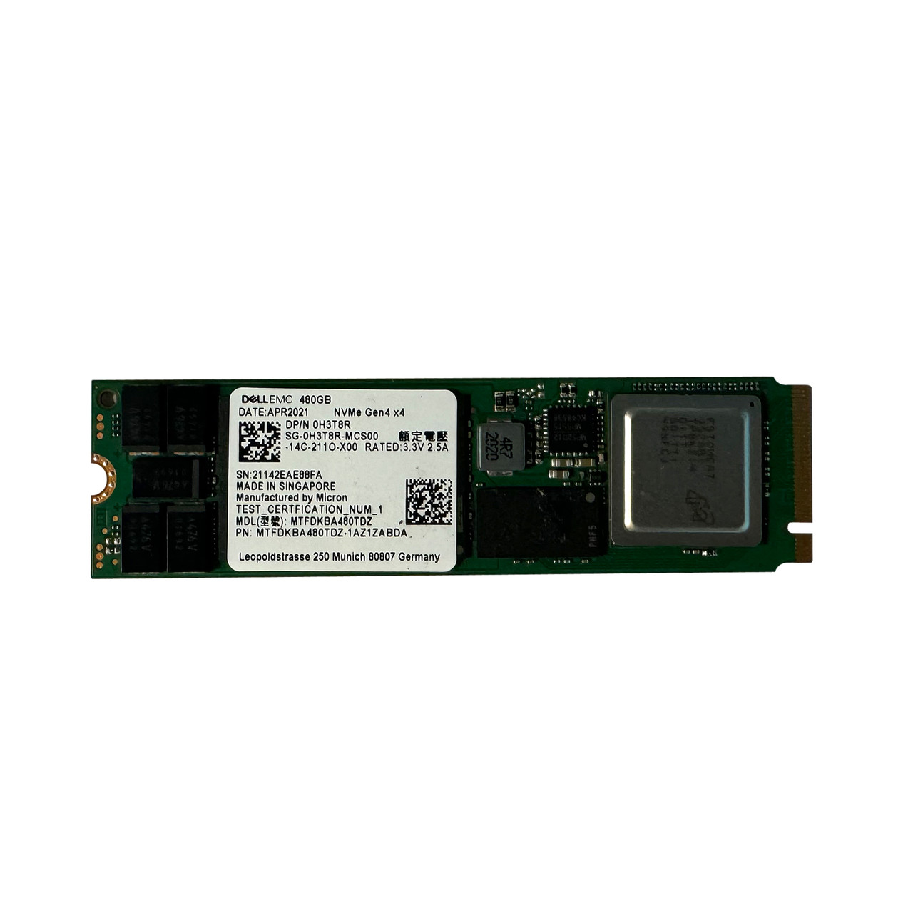 Dell H3T8R 480GB NVMe M.2 Gen4 SSD MTFDKBA480TDZ