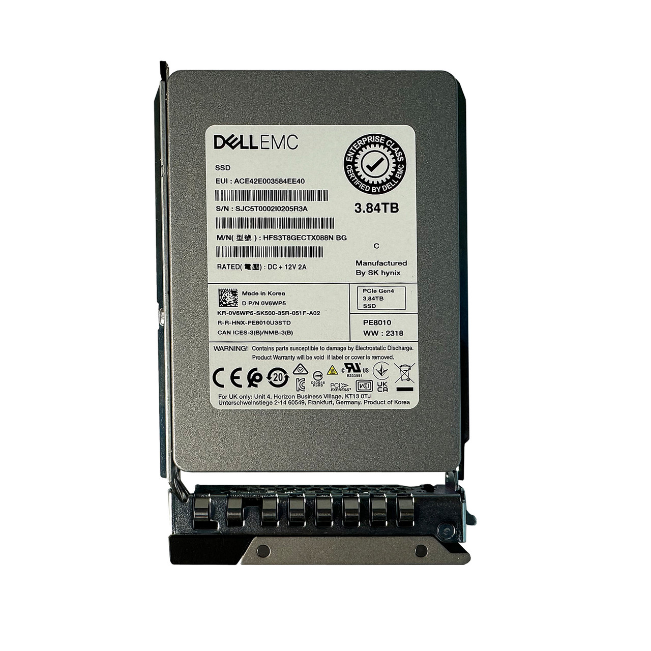 Dell V6WP5 3.84TB NVMe U.2 RI SSD w/Tray
