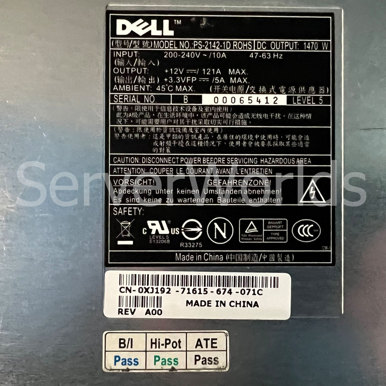 Dell XJ192 Poweredge 6850 Power Supply PS-2142-1D