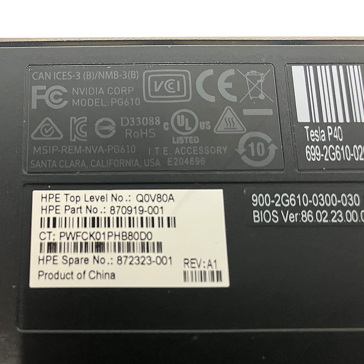 HPe 872323-001 Tesla P40 24GB GPU Accelerator Card 870919-001 Q0V80A