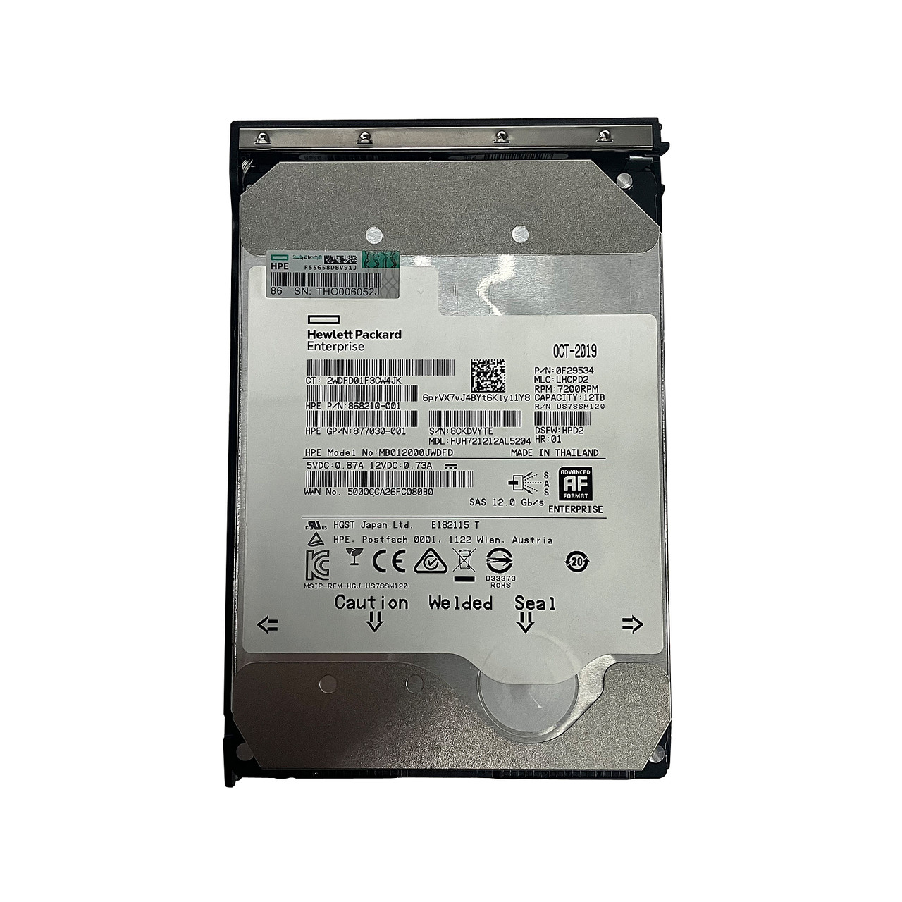 HPe 882398-001 12TB SAS 3.5 512e DS LFF SC Hot Plug HDD 881781-B21