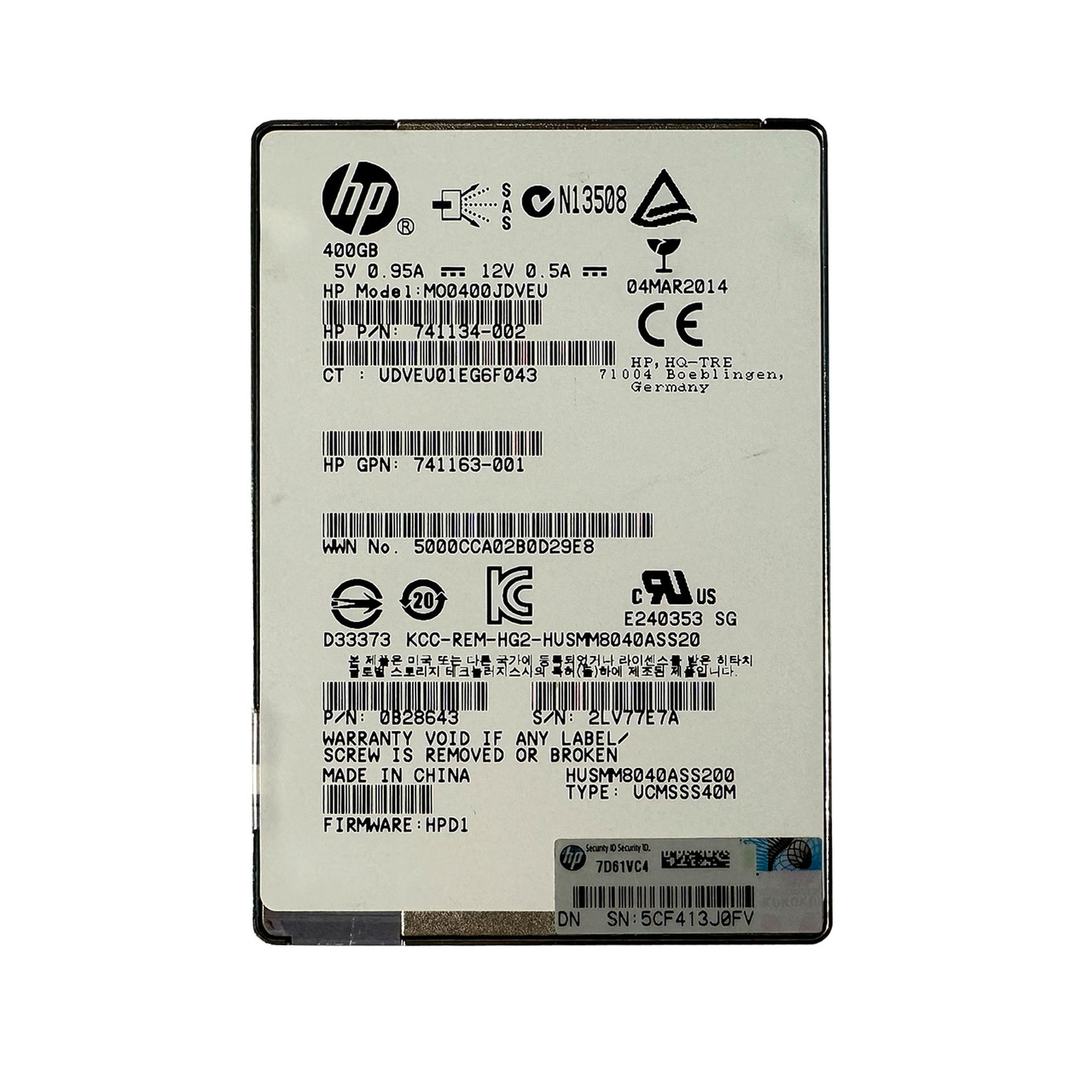 HP 741134-002 400GB SAS 12GBPS 2.5" SSD MO0400JDVEU