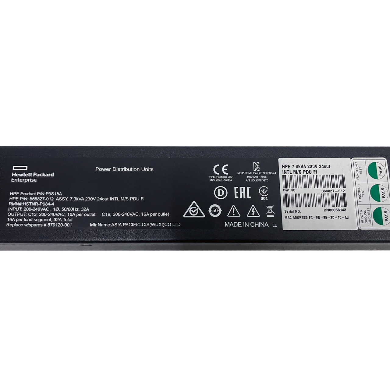 HPe P9S18A G2 7.3KVa 32A/230V 60309 3-Wire Vert PDU INTL 20xC13 / 4xC19 