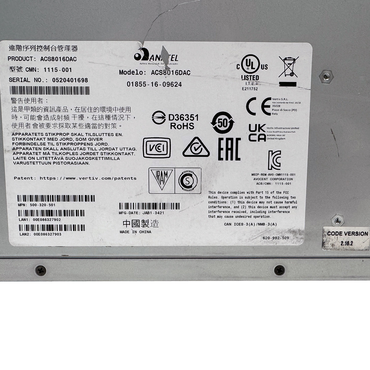AVOCENT ACS8016DAC ACS8000 16-Port Console Server Dual PSU 1115-001