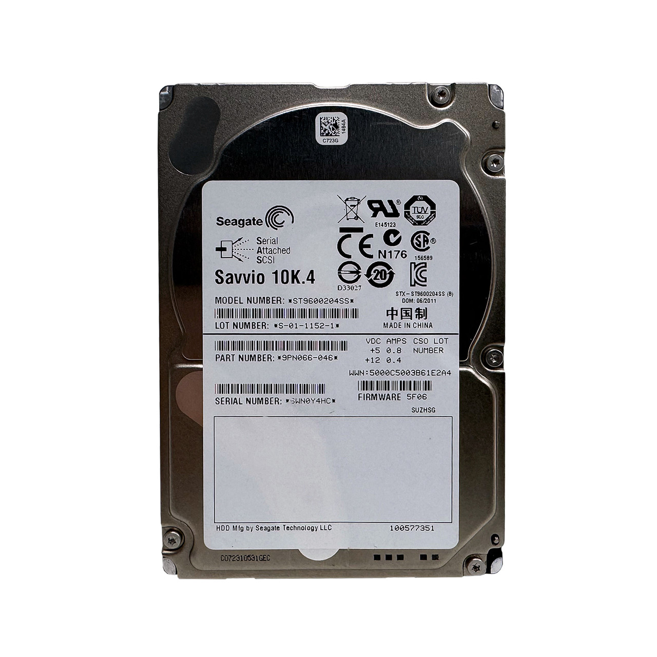 Seagate ST9600204SS 600B SAS 10K 6GBPS 2.5" Drive 9PN066-046