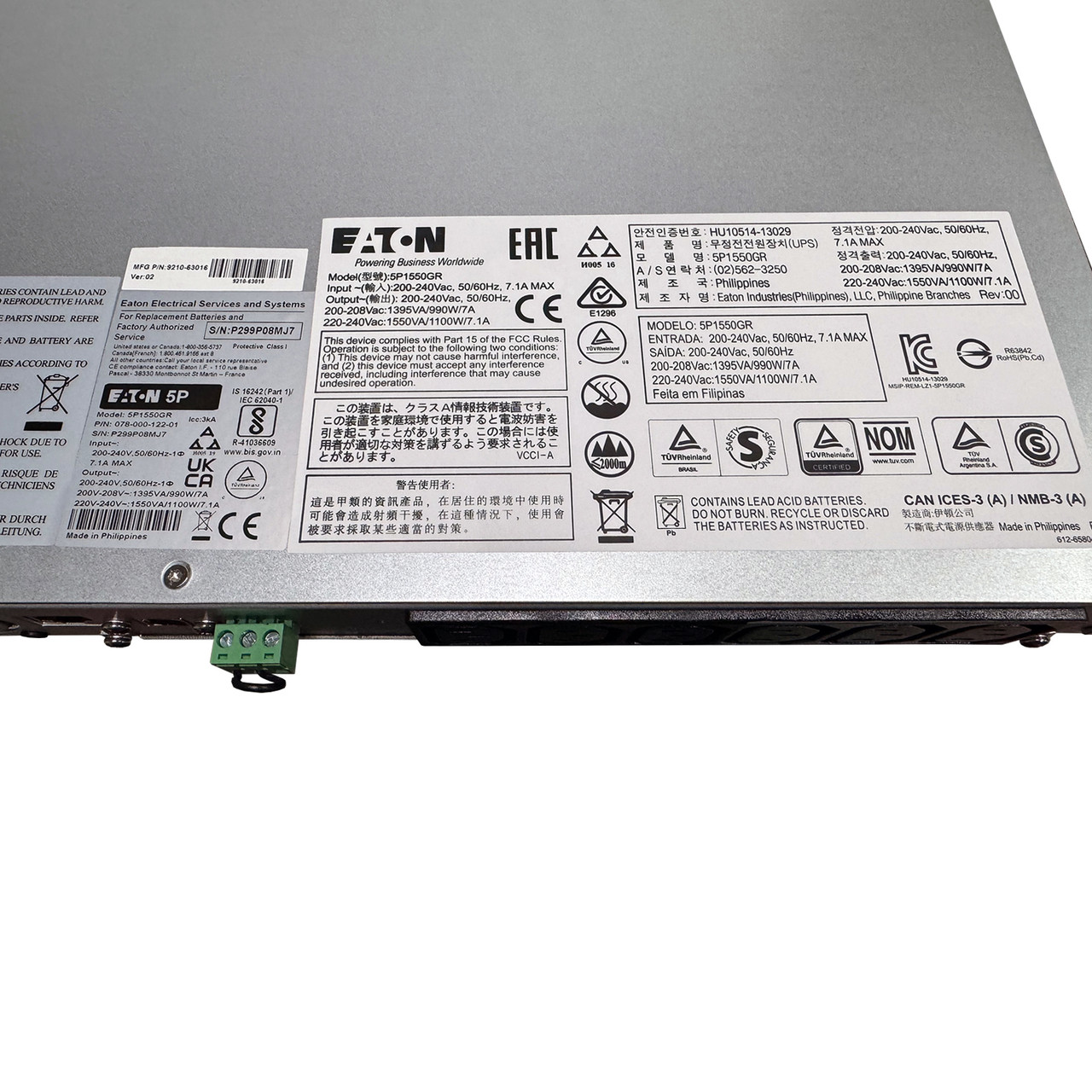 EATON 5P1550GR 5P 1500VA 1100W 230V UPS w/New Batteries ***NEW***