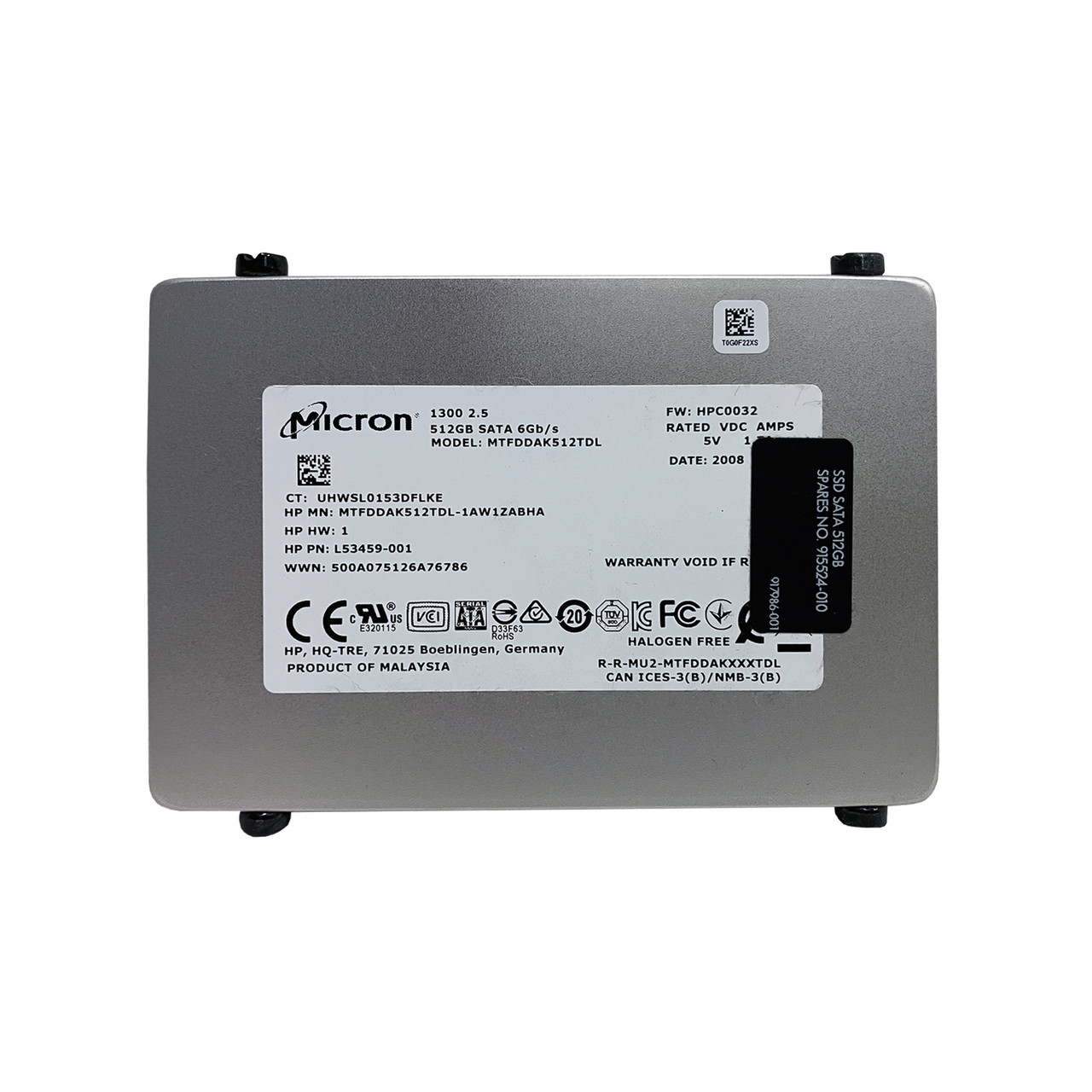 HP 915524-010  512GB SATA 6GBPS 2.5" NHP SSD L53459-001 MTFDDAK512TDL 