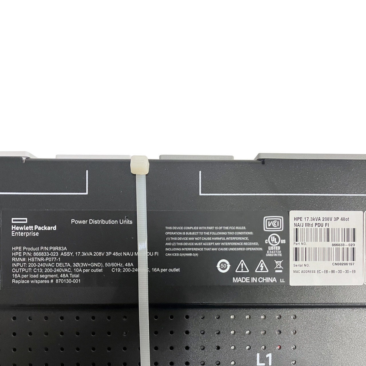 HPe P9R83A  G2  3PH 17.3KVa 60A  36 x C13 12  x C19 Vertical PDU 870130-001 HPe P9R83A  G2  3PH 17.3KVa 60A  36 x C13 12  x C19 Vertical PDU 870130-001