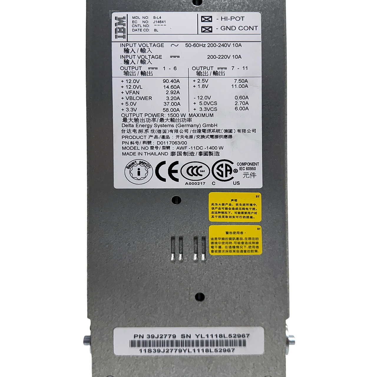 IBM 39J2779 1400W Power Supply AWF-11DC-1400W D0117063/00