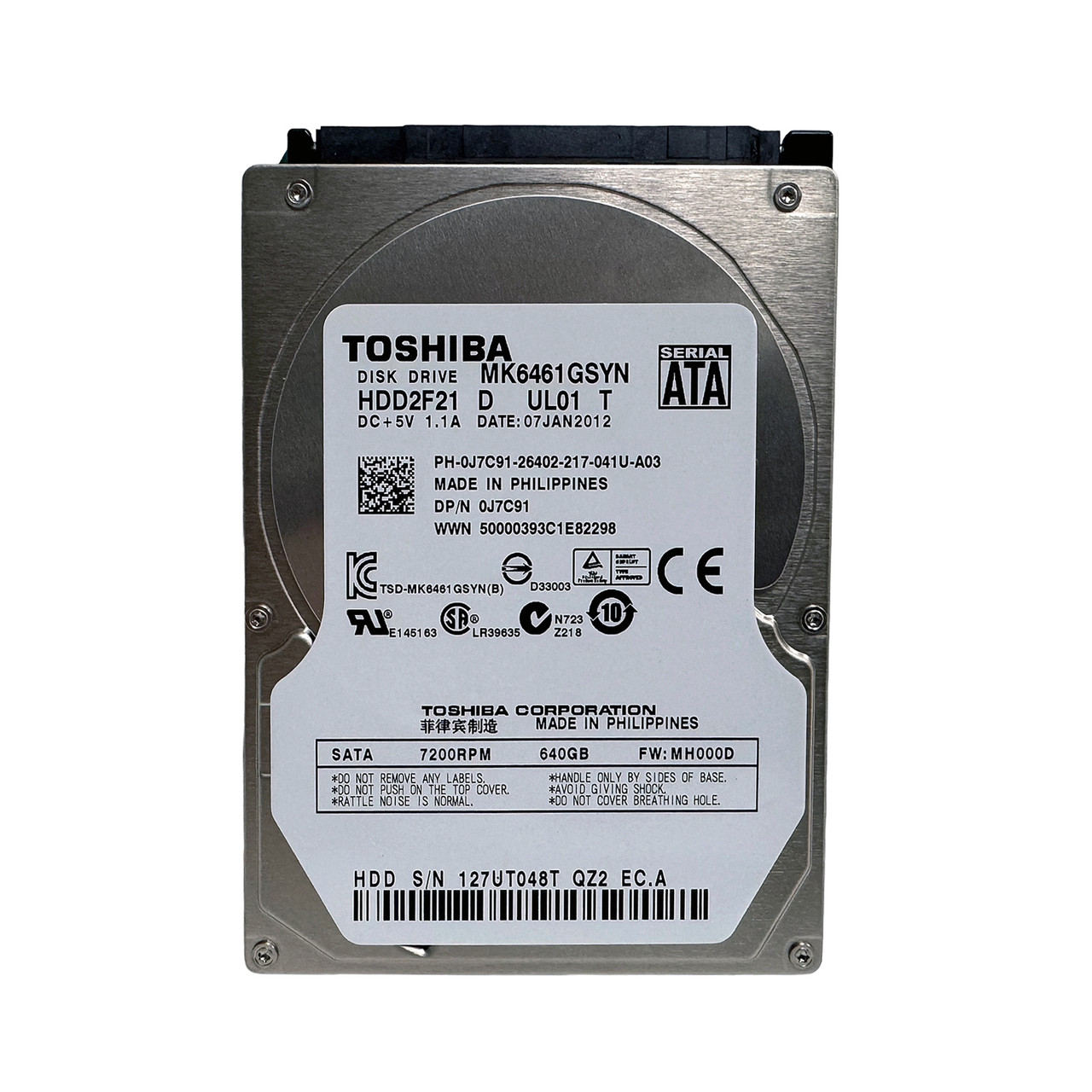 Dell J7C91 640GB SATA 7.2K 2.5" Drive MK6461GSYN