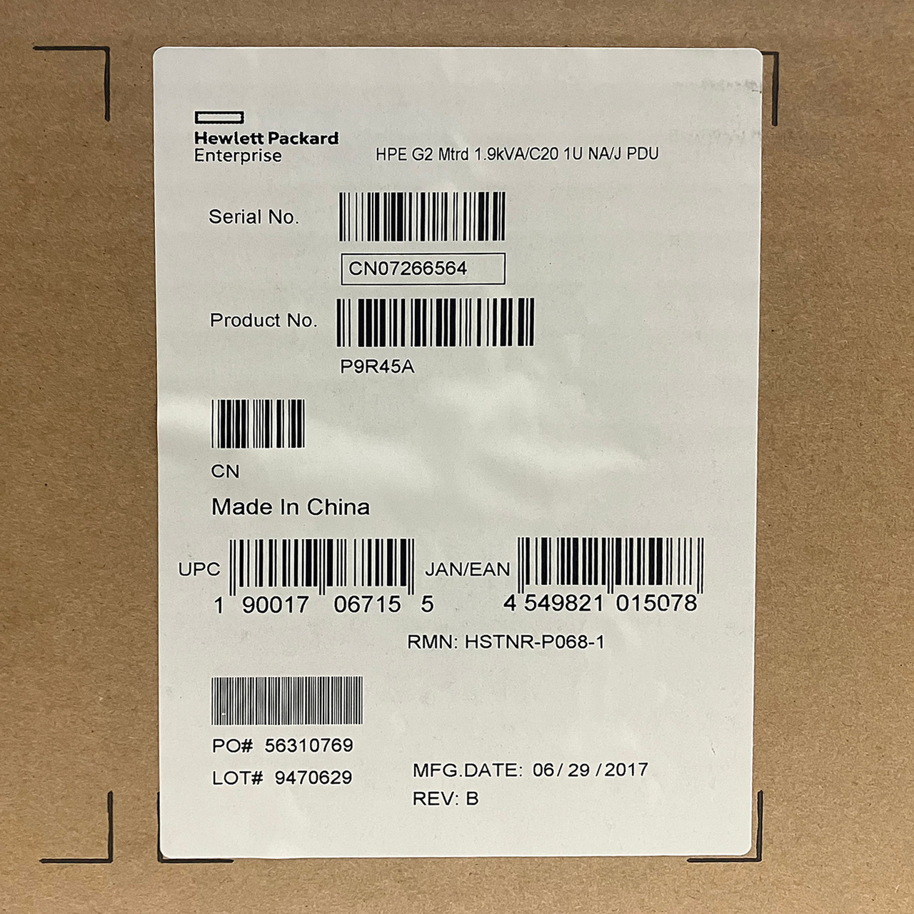 HP P9R45A PDU 1.9va 120V 8out NA/JP Metered PDU 870286-001 866833-001