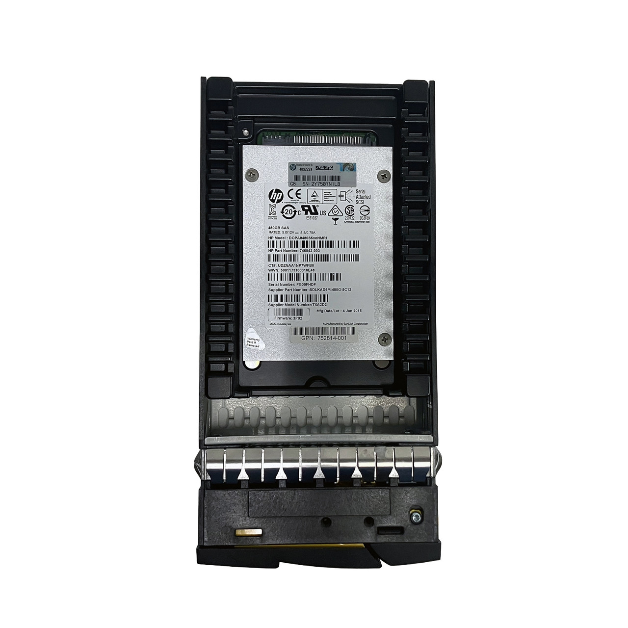 HP 761925-001 3Par  480GB 2.5" SSD 6G - LFF Tray 752814-001 746842-003