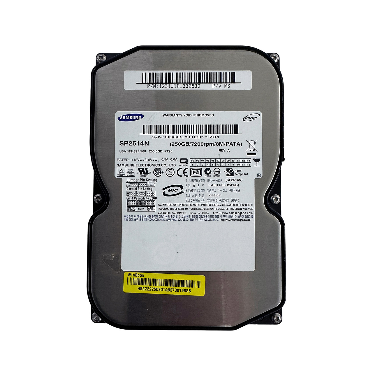 SAMSUNG SP2514N 250GB 7.2K IDE 3.5" HDD 1231J1FL332630