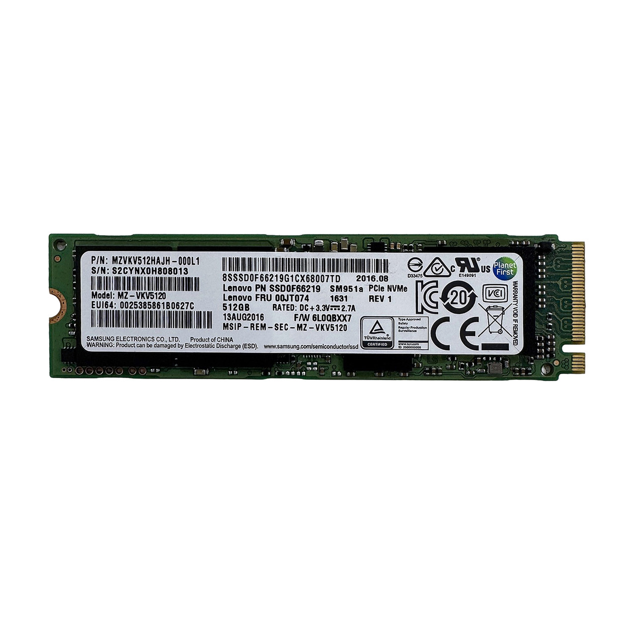 LENOVO 00JT074 512GB M.2 SSD SSD0F66219 MZ-VKV5120