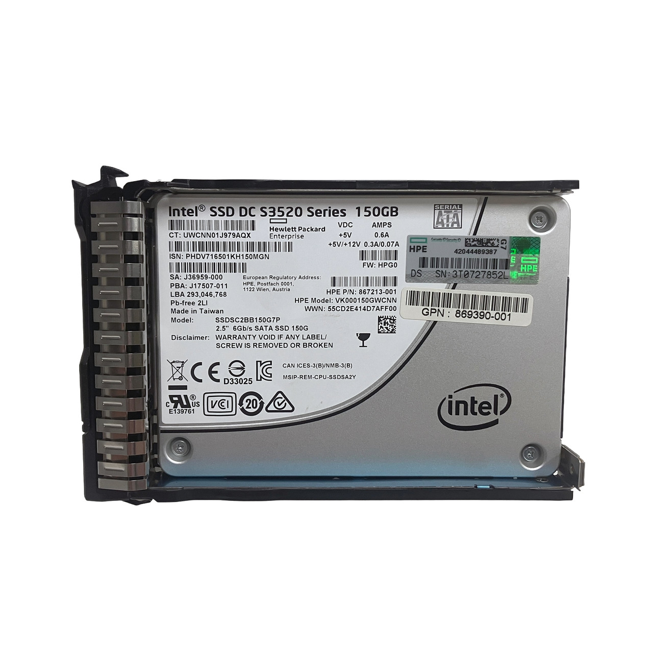 HPe 869575-001 150GB 6G SATA RI SFF SC SSD 867213-001 869390-001 SSDSC2BB150G7P