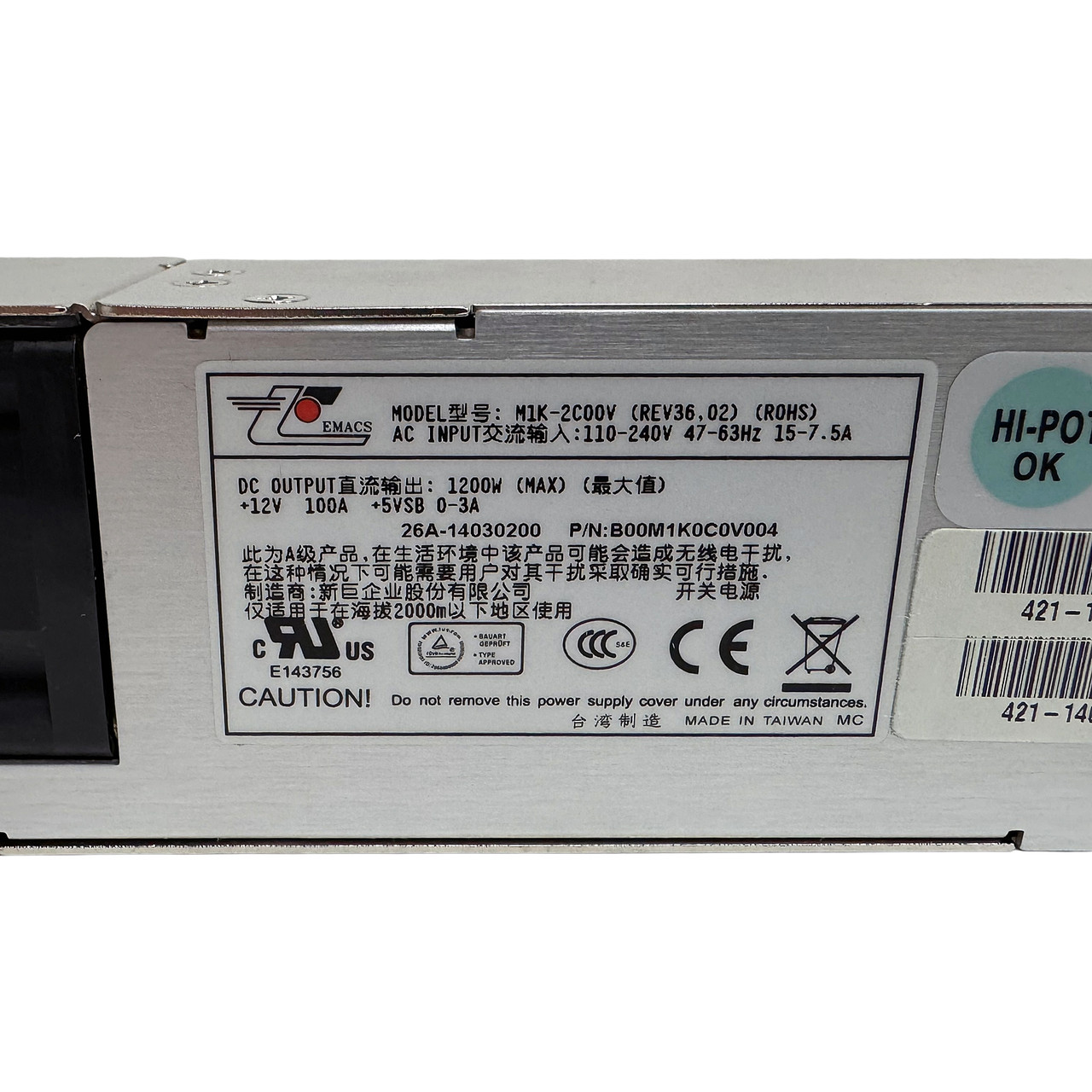 EMACS M1K-2C00V 1200W Power Supply B00M1K0C0V004