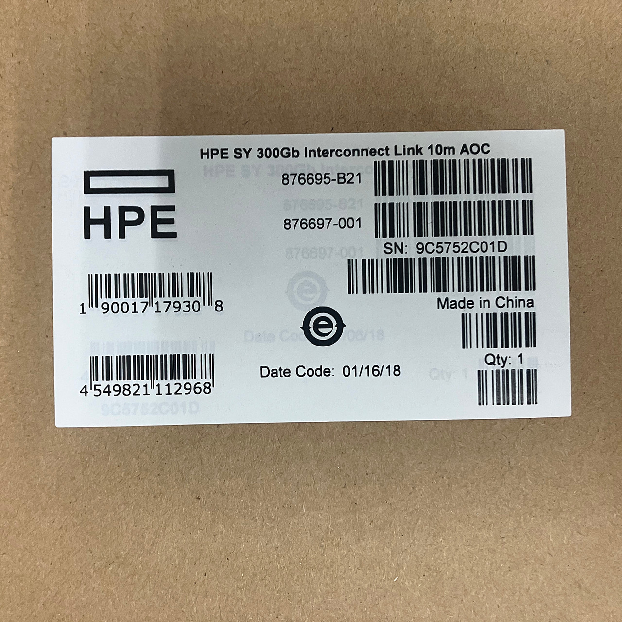 HPe 876695-B21 SY 300GB Interconnect Link 10M AOC Cable 876697-001 - NEW
