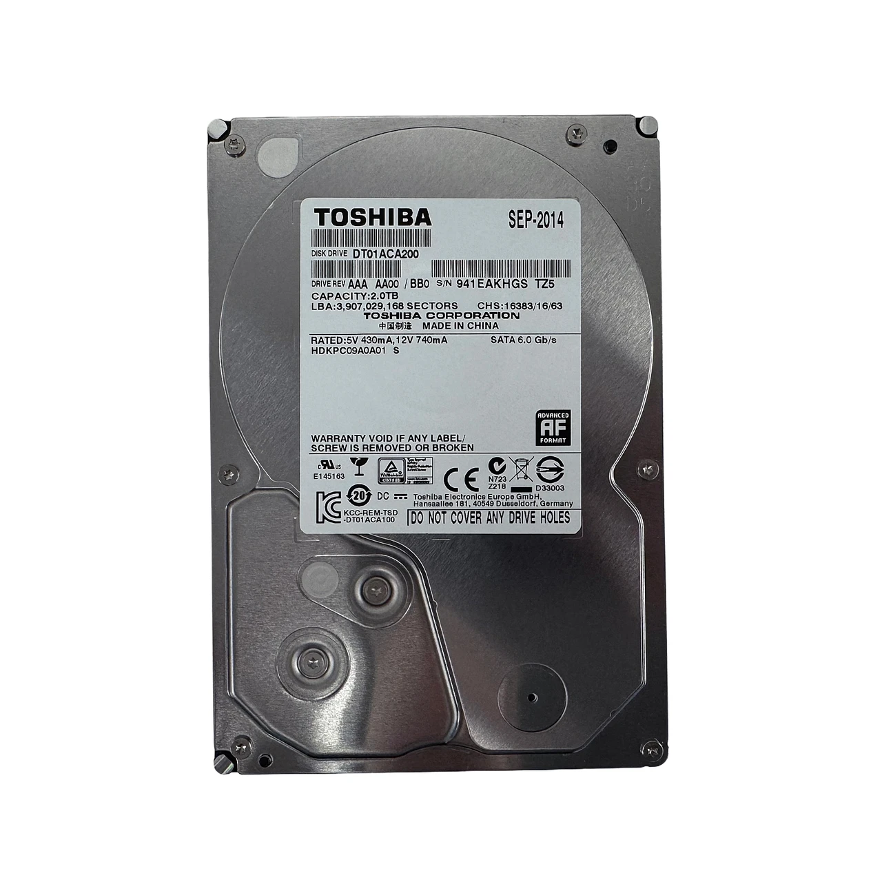 TOSHIBA DT01ACA200 2TB 7.2K 6G SATA 3.5" HDD