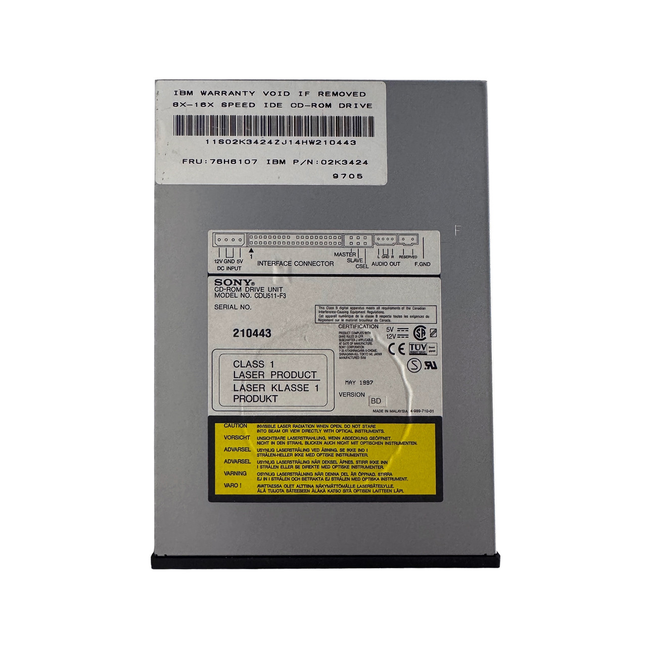 IBM 76H6107 CD-ROM IDE Optical Drive 02K3424 CDU511-F3