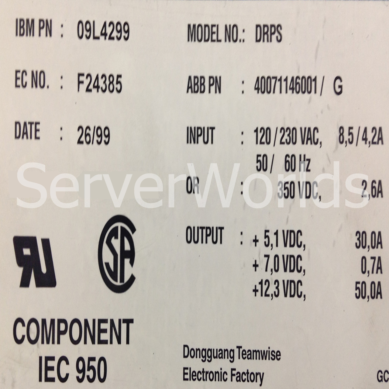 IBM 09L4298 Hot Swap Power Supply 7133 