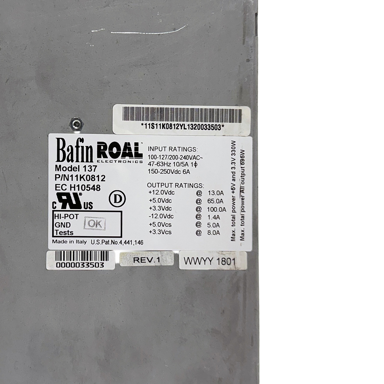 IBM 11K0812 7026 595W Power Supply Model 137