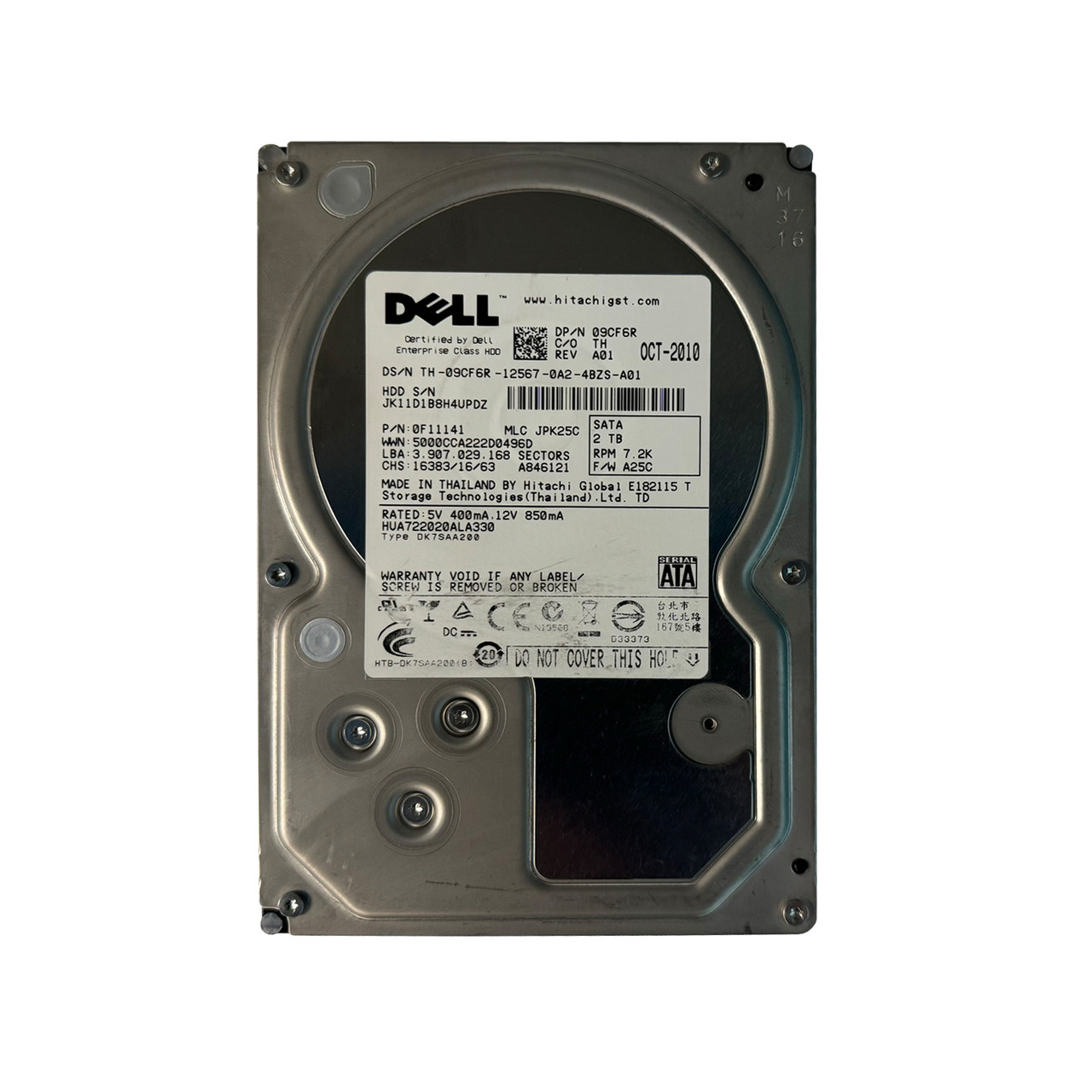 Dell 9CF6R 2TB SATA 7.2K 3GBPS 3.5" Drive 0F11141  HUA722020ALA330