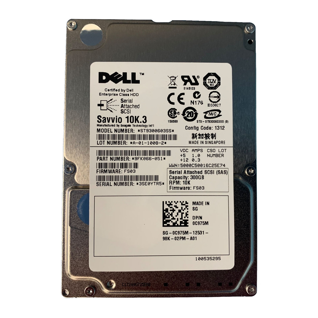 Dell C975M 300GB SAS 10K 3GBPS 2.5" Drive 9FK066-051 ST9300603SS