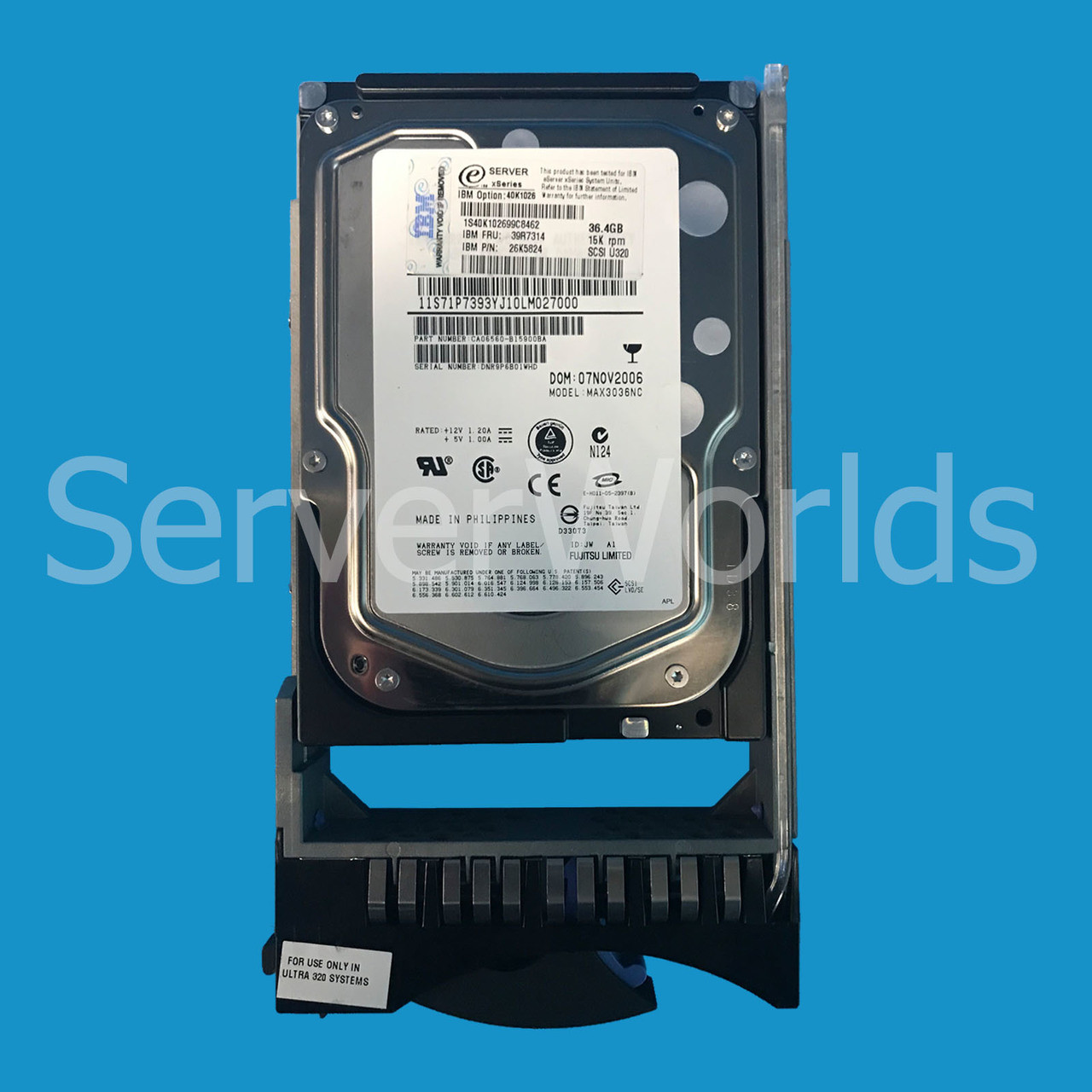 IBM 39R7314 36GB 15K 80Pin SCSI 3.5" HDD 26K5824, 40K1026