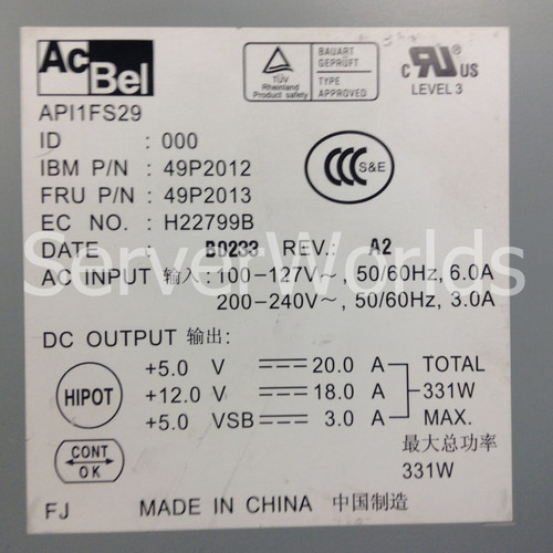 IBM Power Supply 331W 49P2013