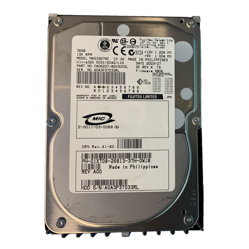 Dell 1X708 36GB U320 15K 80Pin Drive CA06227-B20300DL MAS3367NC