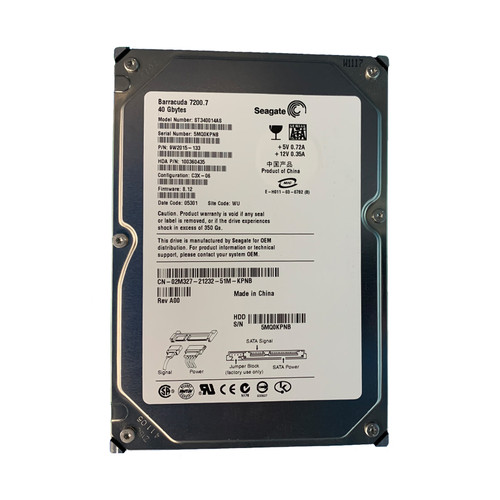 Dell 2M327 40GB 7.2K 1.5GBPS SATA 3.5" Drive 9W2015-133 ST340014AS